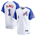 A.Braves #1 Ozzie Albies Player White City Connect Limited Home Game Jdoa Stitched Jerseys