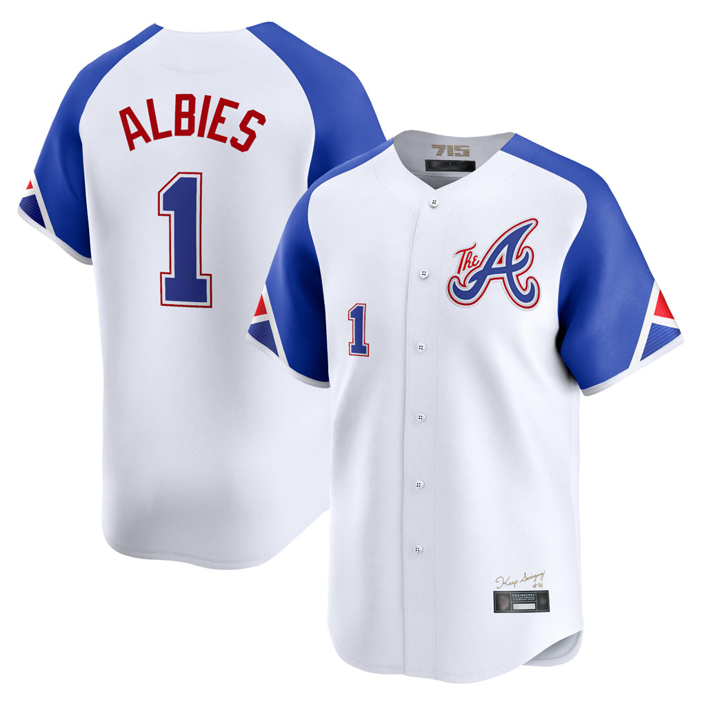 A.Braves #1 Ozzie Albies Player White City Connect Limited Home Game Jdoa Stitched Jerseys