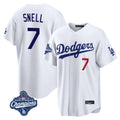 LA.Dodgers #7 Blake Snell Player White Game World Series Meet Home Jdoa Stitched Jerseys