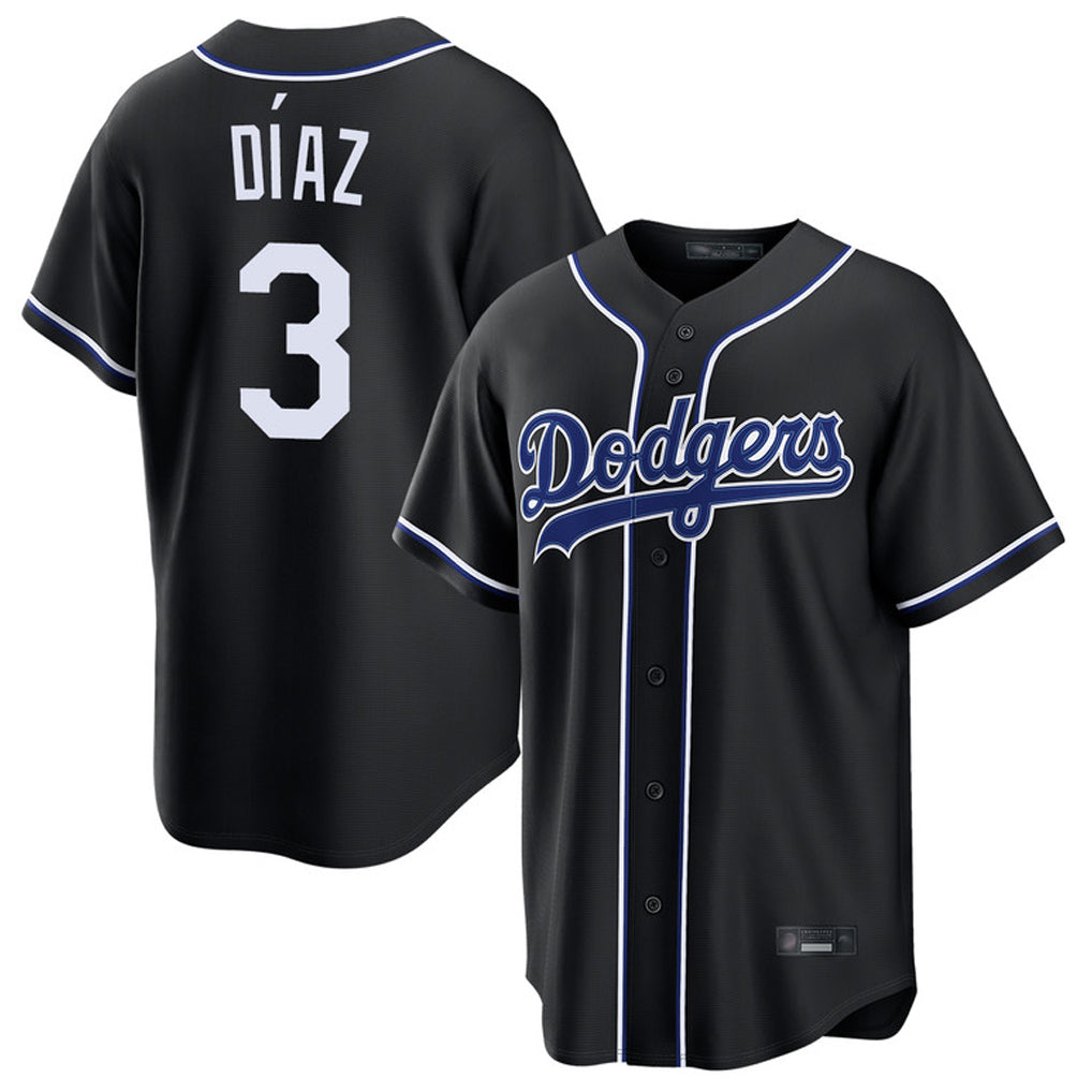 LA.Dodgers #3 Edwin D¨ªaz Player Black Carbon Limited Home Jdoa Stitched Jerseys