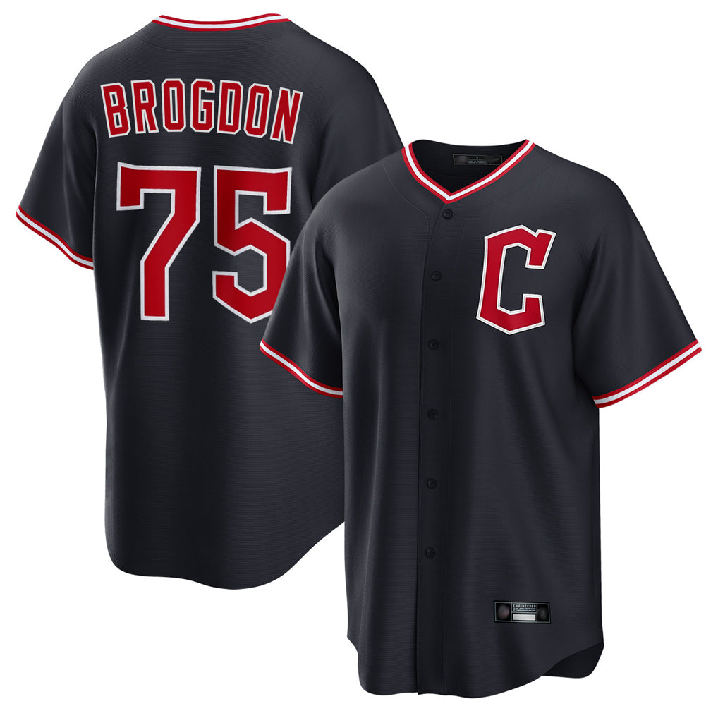C.Guardians #75 Connor Brogdon Player Navy Home Game Jdoa Stitched Jerseys