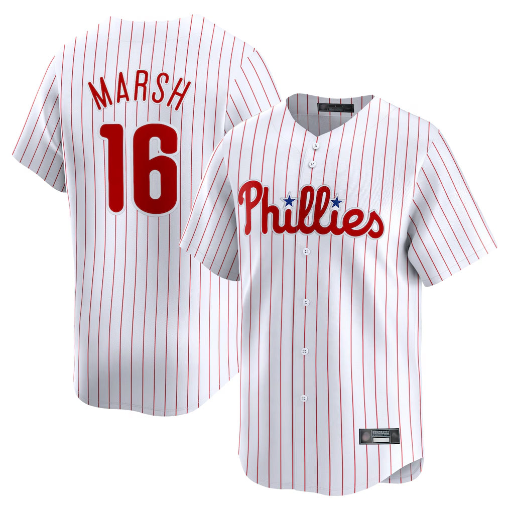 P.Phillies #16 Brandon Marsh Player White Home Limited Jdoa Stitched Jerseys