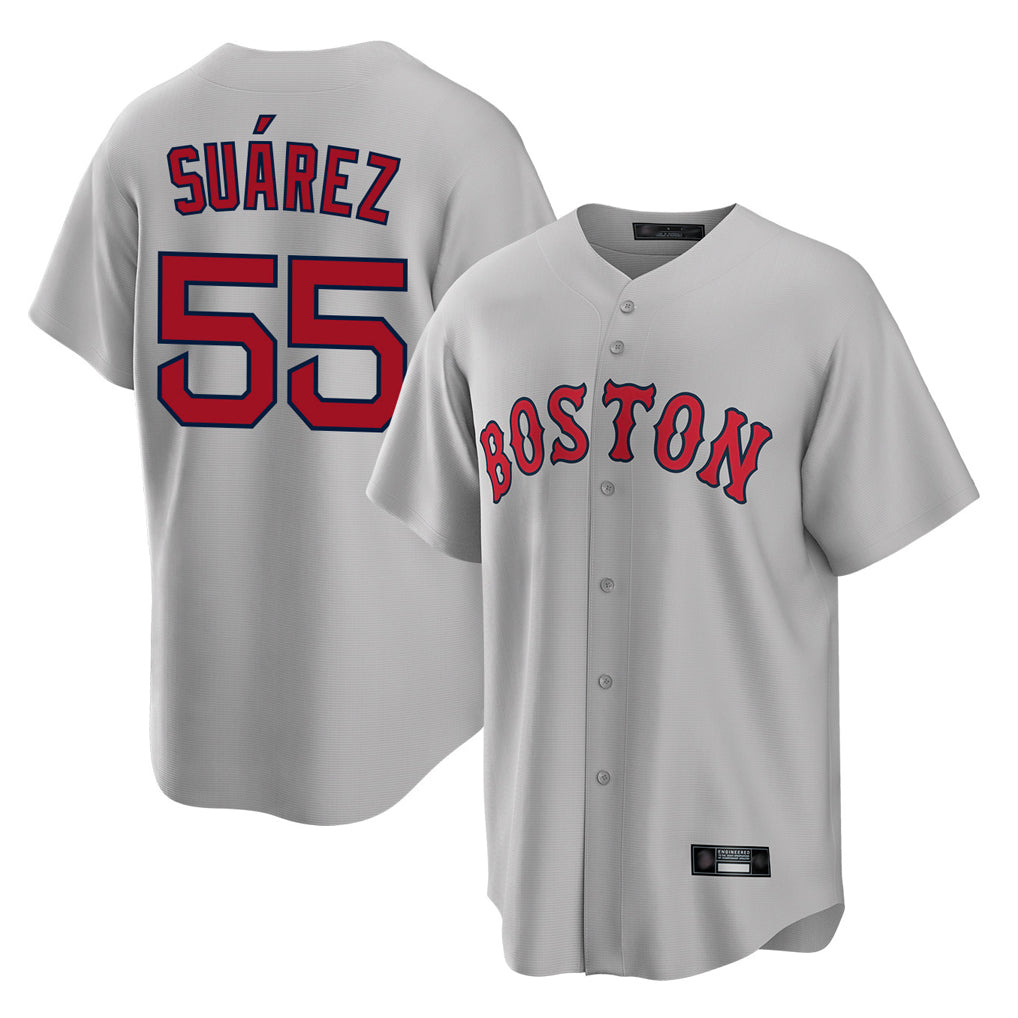 B.Red Sox #55 Ranger Su¨¢rez Player Gray Road Home Game Jdoa Stitched Jerseys