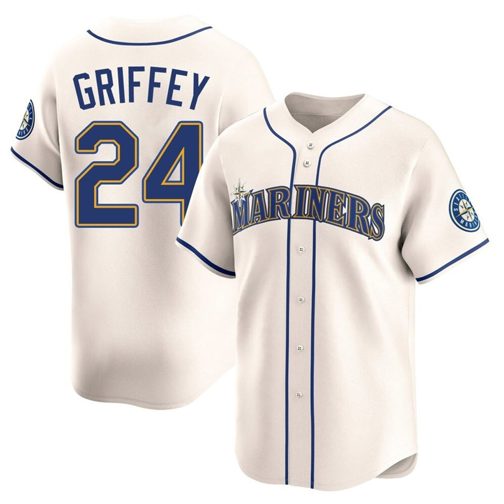 S.Mariners #24 Ken Griffey Jr Player Cream Home Limited Jdoa Stitched Jerseys