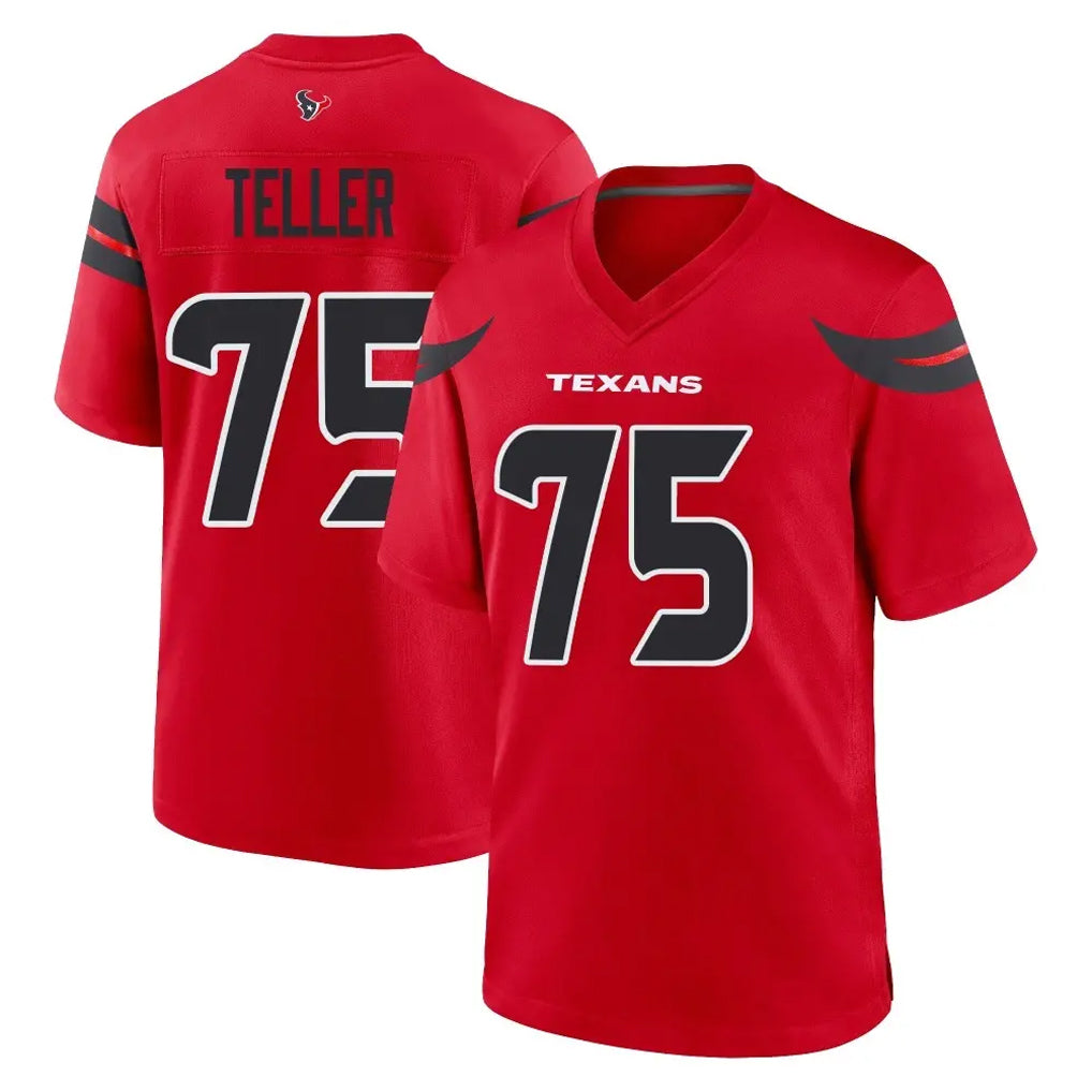 H.Texans #75 Wyatt Teller Player Red Alternate Home Game Jdoa Stitched Jerseys