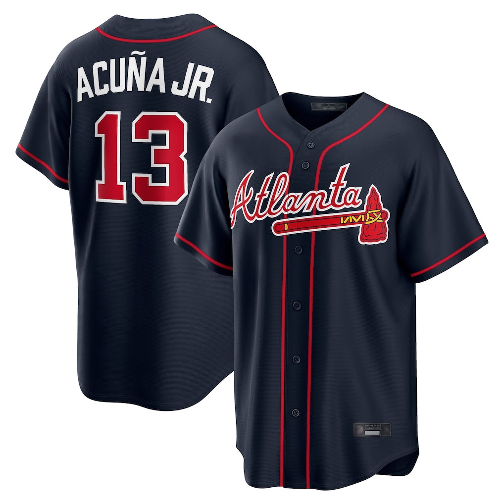 A.Braves #13 Ronald Acuna Jr Player Navy Home Game Jdoa Stitched Jerseys
