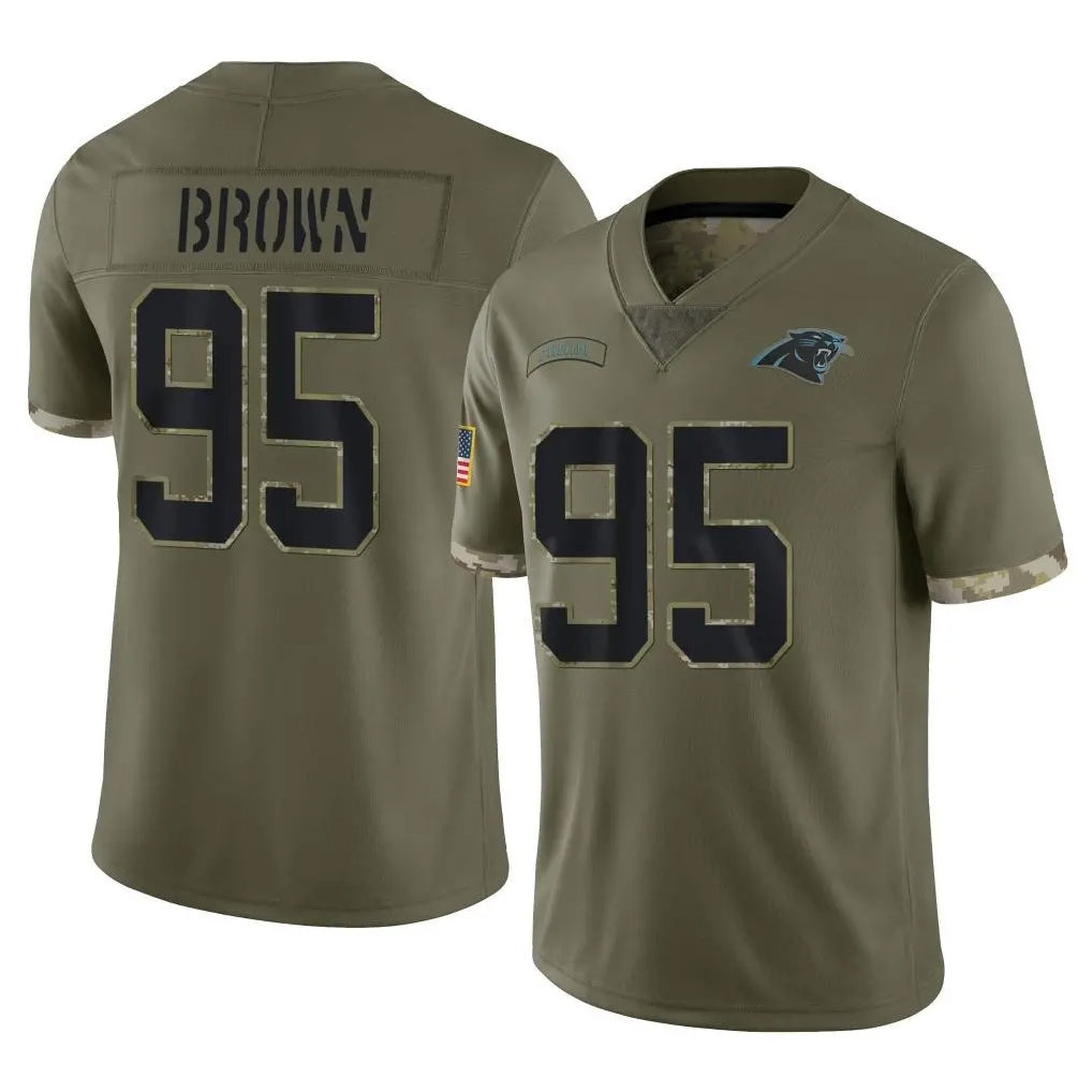 C.Panthers #95 Derrick Brown Player Olive Salute to Service Game Jdoa Stitched Jerseys