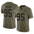 C.Panthers #95 Derrick Brown Player Olive Salute to Service Game Jdoa Stitched Jerseys