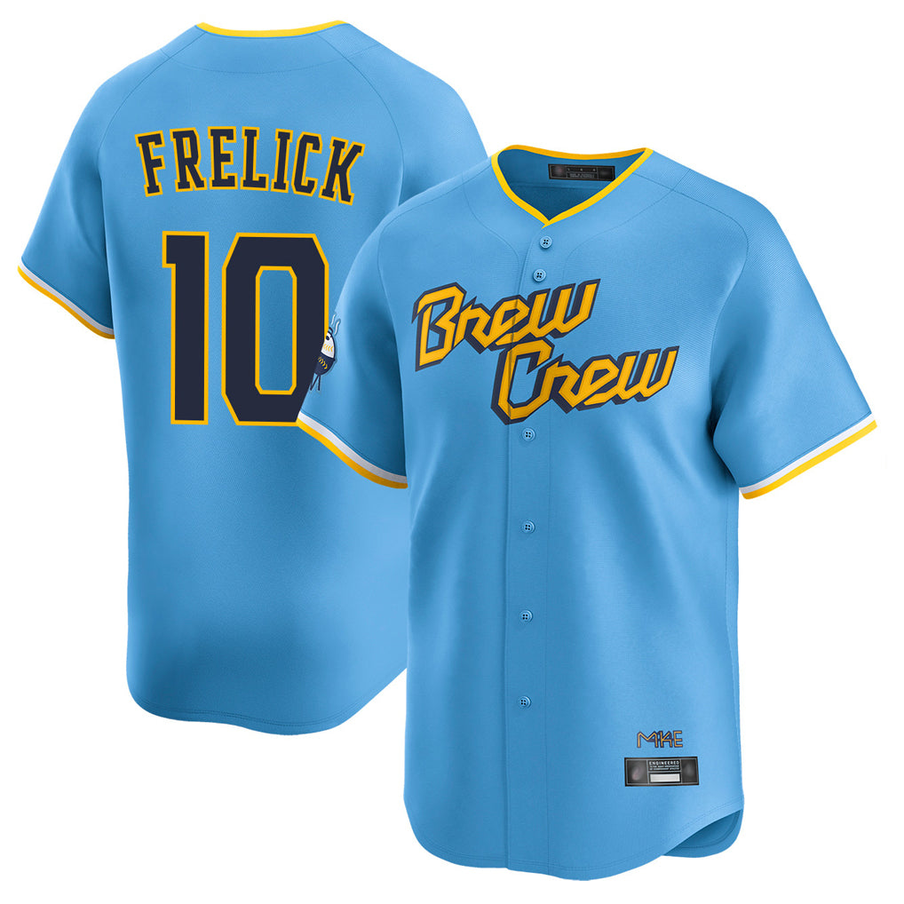 M.Brewers #10 Sal Frelick Player Light Blue City Connect Home Limited Jdoa Stitched Jerseys