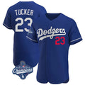 LA.Dodgers #23 Kyle Tucker Player Royal World Series Meet Limited Elite Home Jdoa Stitched Jerseys
