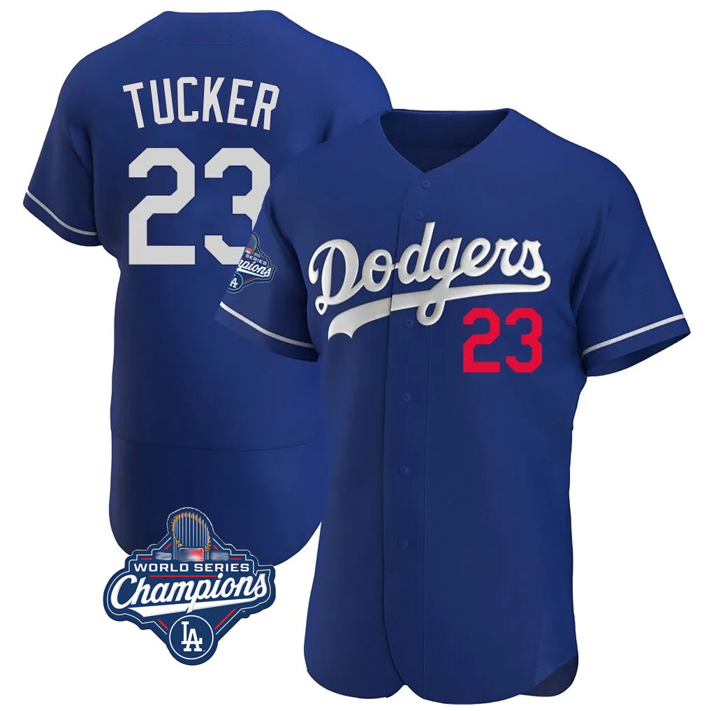 LA.Dodgers #23 Kyle Tucker Player Royal World Series Meet Limited Elite Home Jdoa Stitched Jerseys