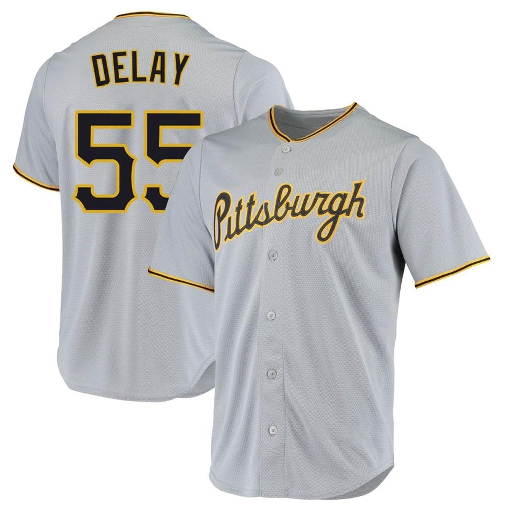 P.Pirates #55 Jason Delay Player Gray Road Home Game Jdoa Stitched Jerseys