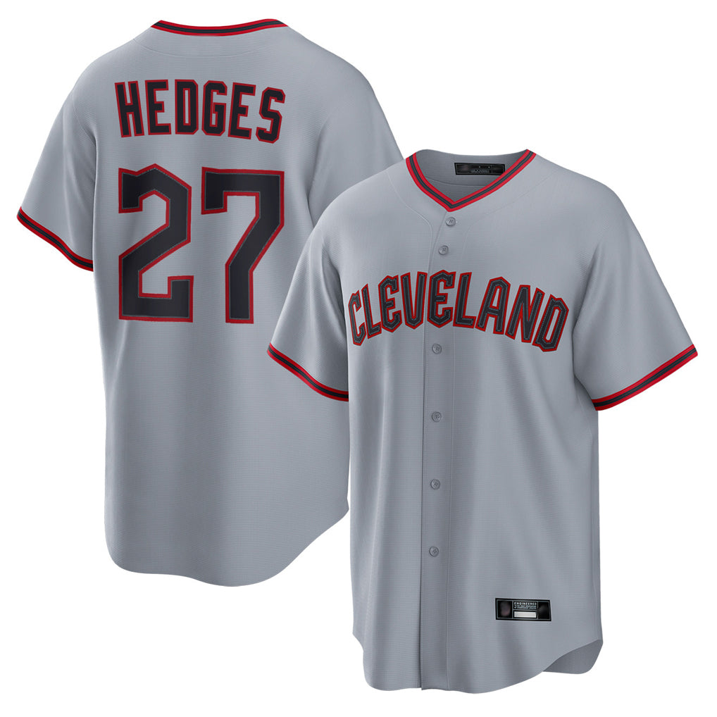C.Guardians #27 Austin Hedges Player Gray Home Game Jdoa Stitched Jerseys