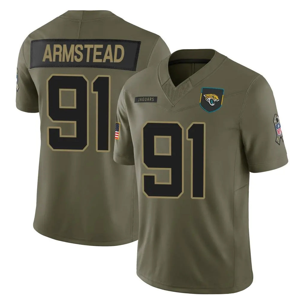 J.Jaguars #91 Arik Armstead Player Olive 2025 Salute To Service Limited Game Jdoa Stitched Jerseys