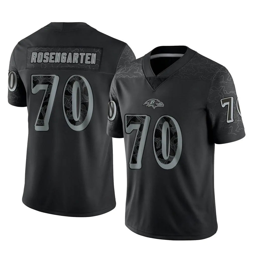 B.Ravens #70 Roger Rosengarten Player Black REFLECTIVE Limited Jdoa Stitched Jerseys