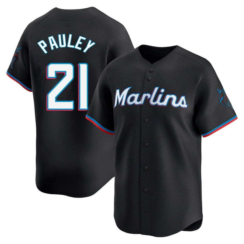 M.Marlins #21 Graham Pauley Player Black  Home Limited Jdoa Stitched Jerseys