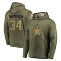 D.Cowboys #34 Jalen Thompson Player Olive Salute to Service Pullover Hoodies Home Game Jdoa Stitched Jerseys
