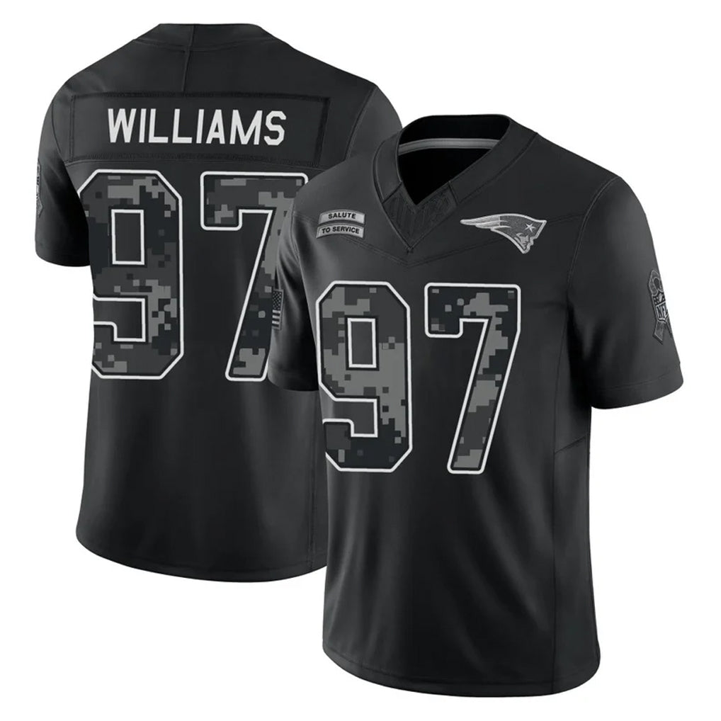 NE.Patriots #97 Milton Williams Player Black Limited 2026 Salute to Service Home Game Jdoa Stitched Jerseys