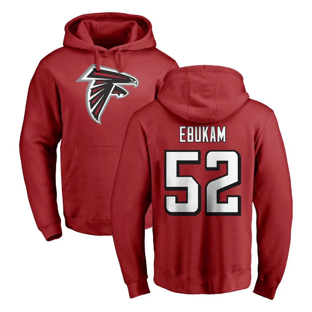 A.Falcons #52 Samson Ebukam Player Red Pullover Hoodies Home Game Jdoa Stitched Jerseys