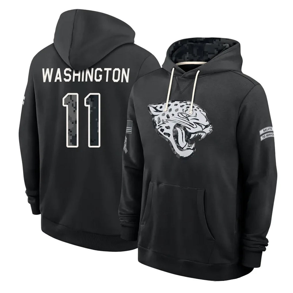 J.Jaguars #11 Parker Washington Player 2026 Black Logo Pullover Hoodies Limited Game Jdoa Stitched Jerseys