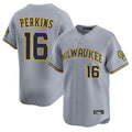 M.Brewers #16 Blake Perkins Player Gray Home Limited Jdoa Stitched Jerseys