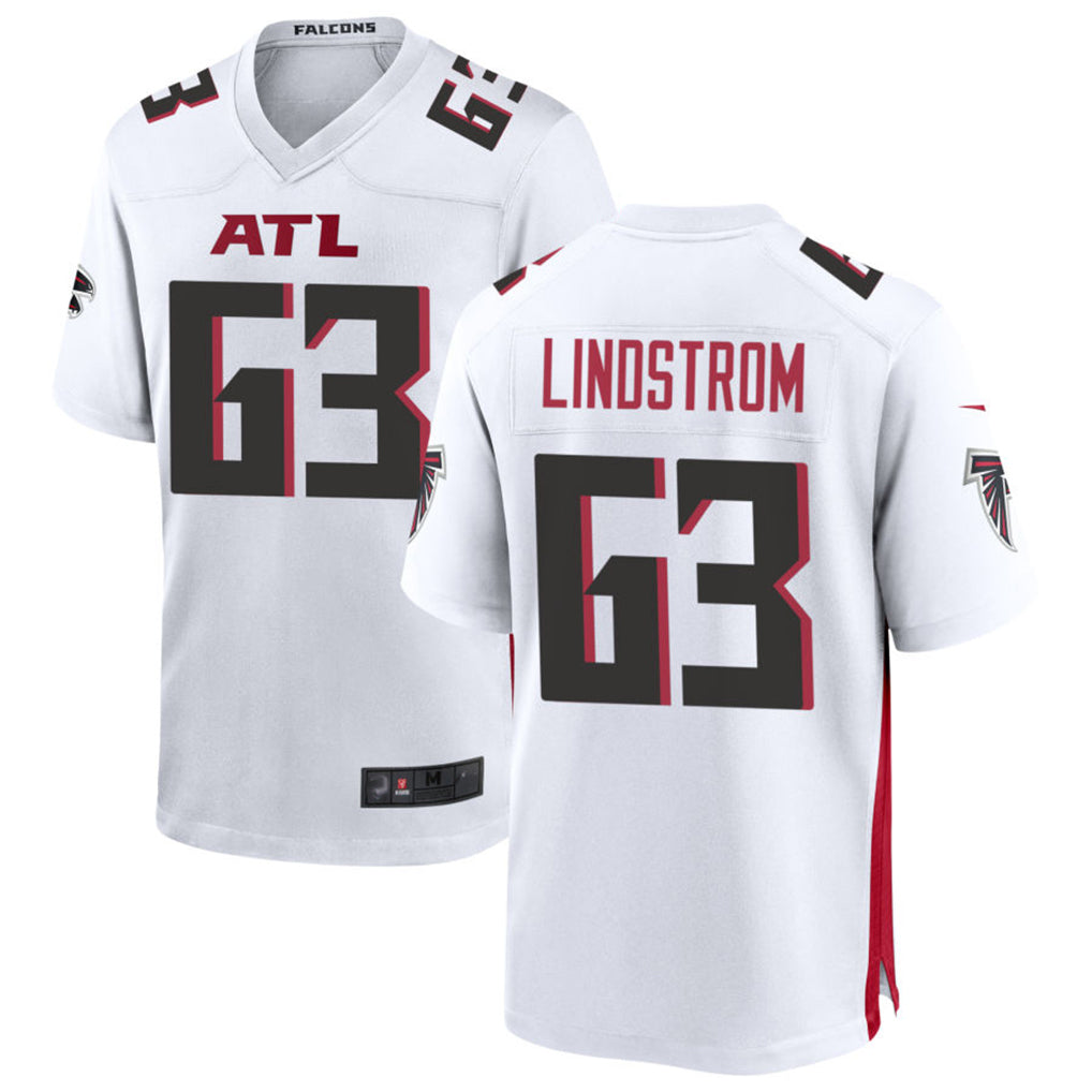 A.Falcons #63 Chris Lindstrom Player White Home Game Jdoa Stitched Jerseys