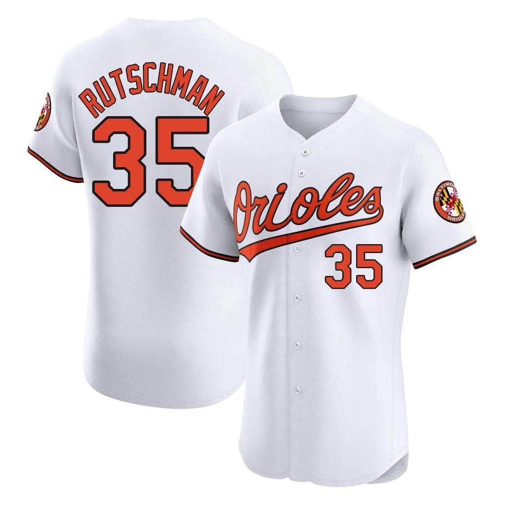 B.Orioles #35 Adley Rutschman Player White Limited Elite Home Game Jdoa Stitched Jerseys
