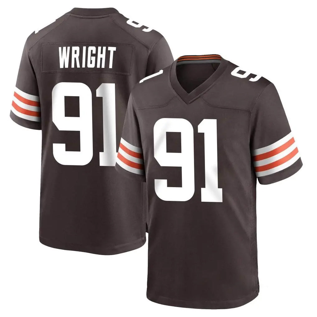 C.Browns #91 Alex Wright Player Brown Home Game Jdoa Stitched Jerseys