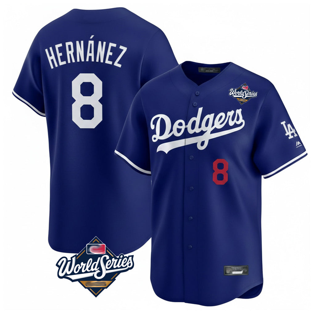 LA.Dodgers #8 Enrique Hern¨¢ndez Player Royal World Series Limited Home Jdoa Stitched Jerseys