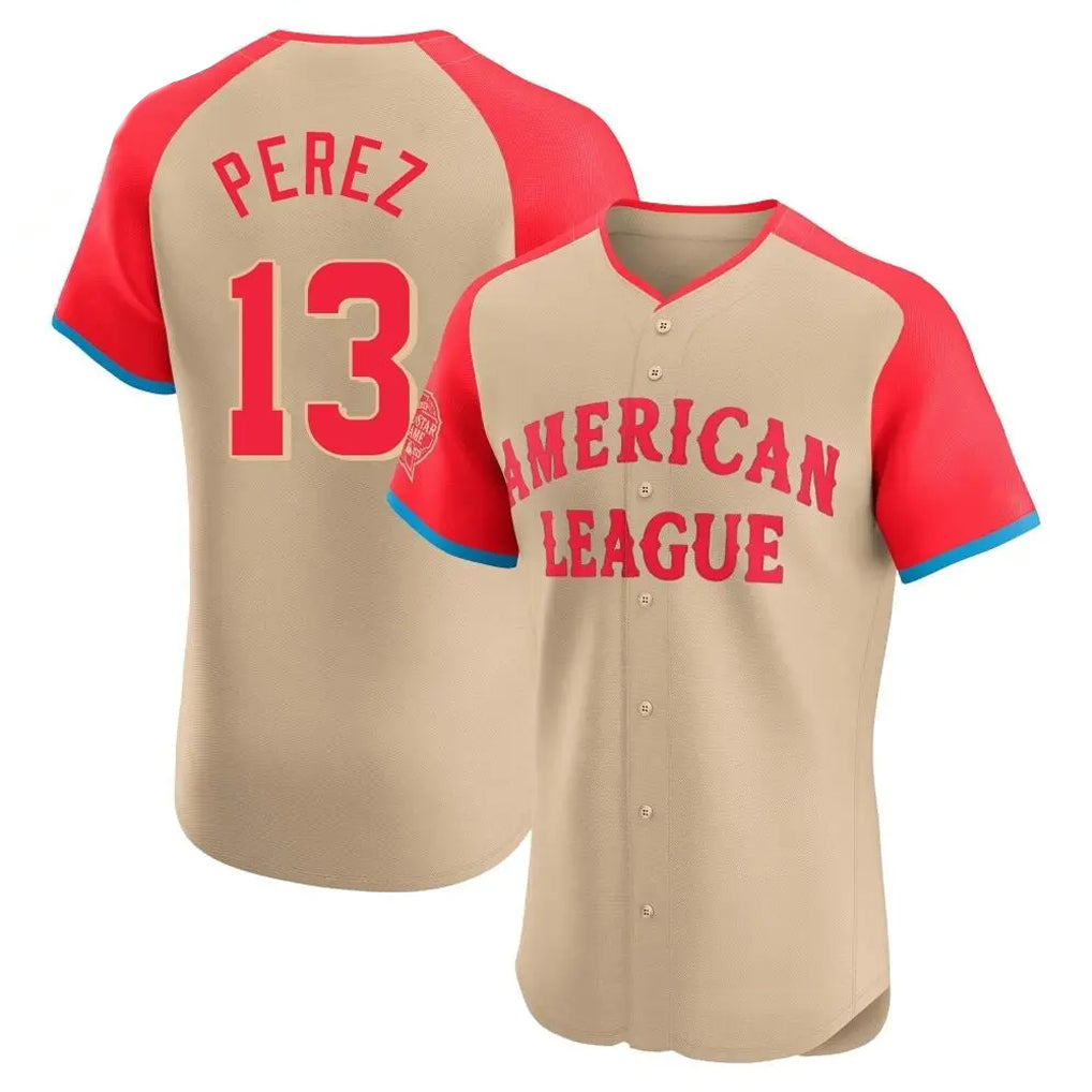 KC.Royals #13 Salvador Perez Player Cream American League All-Star Limited Elite Home Jdoa Stitched Jerseys