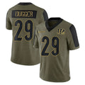 C.Bengals #29 Kyle Dugger Player Olive Salute to Service Game Jdoa Stitched Jerseys