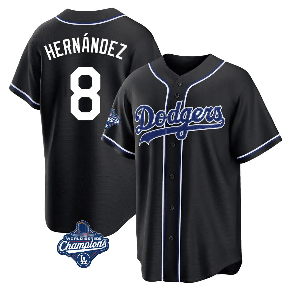 LA.Dodgers #8 Enrique Hern¨¢ndez Player Black World Series Meet Carbon Limited Home Jdoa Stitched Jerseys