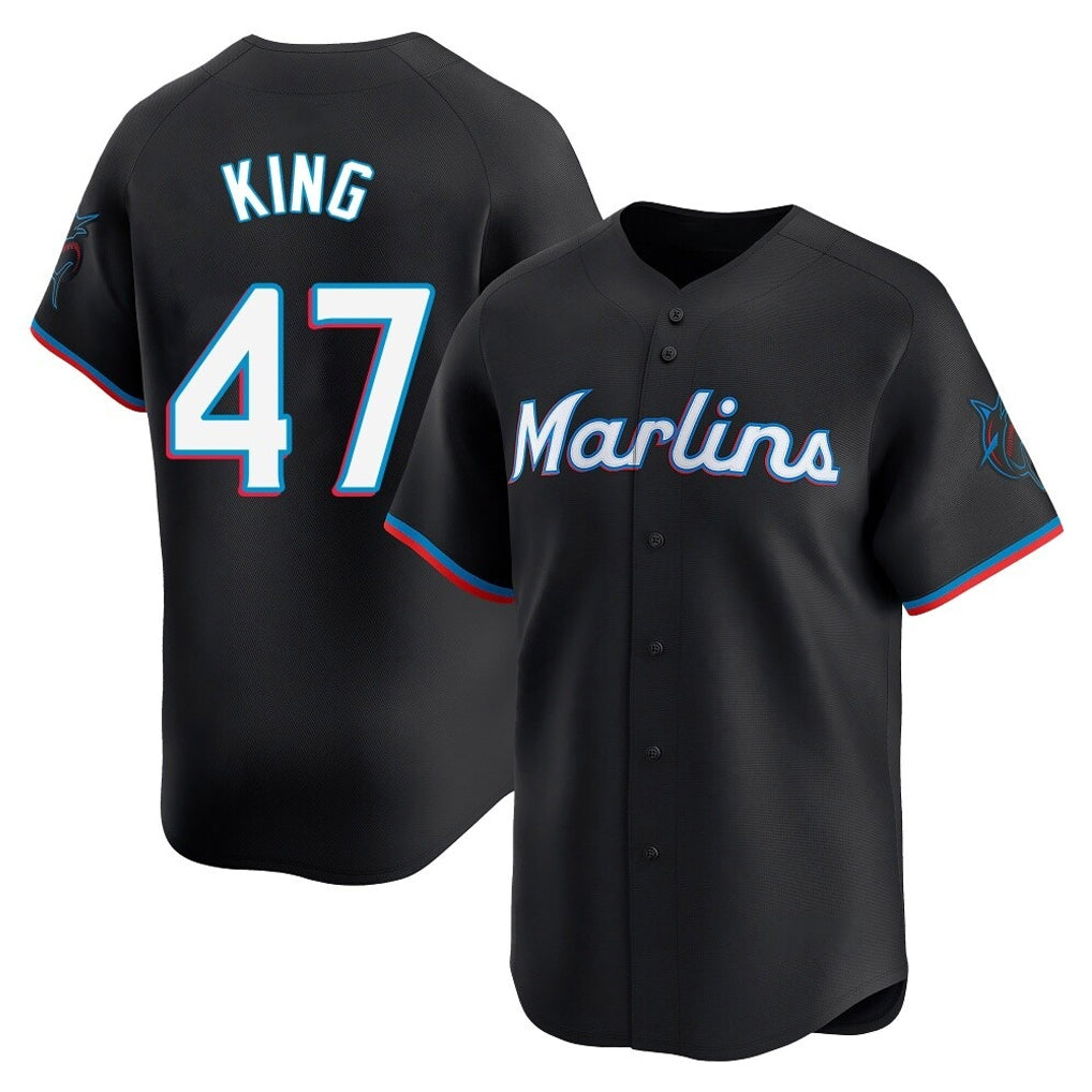M.Marlins #47 John King Player Black  Home Limited Jdoa Stitched Jerseys