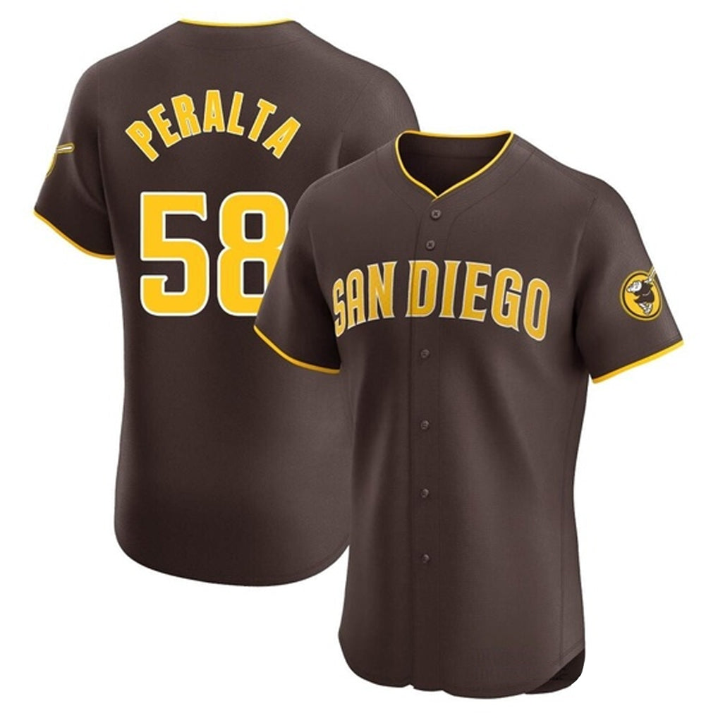 S.Diego Padres #58 Wandy Peralta Player Brown Home Limited Elite Jdoa Stitched Jerseys