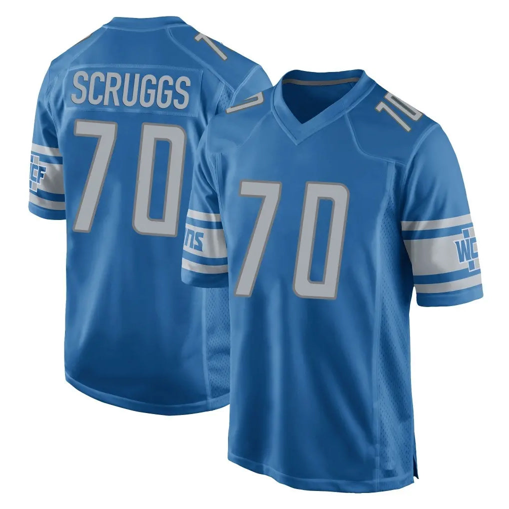 D.Lions #70 Juice Scruggs Player Blue Home Game Jdoa Stitched Jerseys