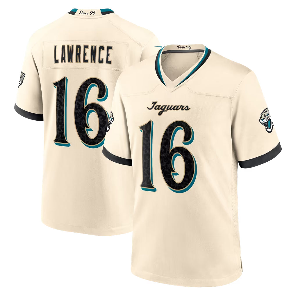 J.Jaguars #16 Trevor Lawrence Player Natural 2026 Rivalries Collection Game Jdoa Stitched Jerseys