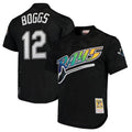 TB.Rays #12 Wade Boggs Player Black Mitchell & Ness Cooperstown Replica Jdoa Stitched Jerseys