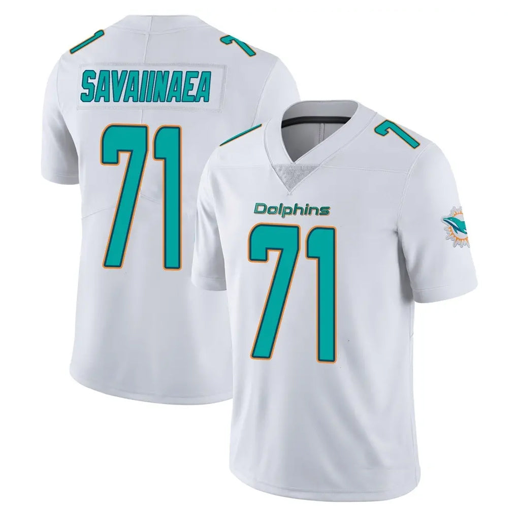 M.Dolphins #71 Jonah Savaiinaea Player White Limited Vapor Untouchable Home Game Jdoa Stitched Jerseys