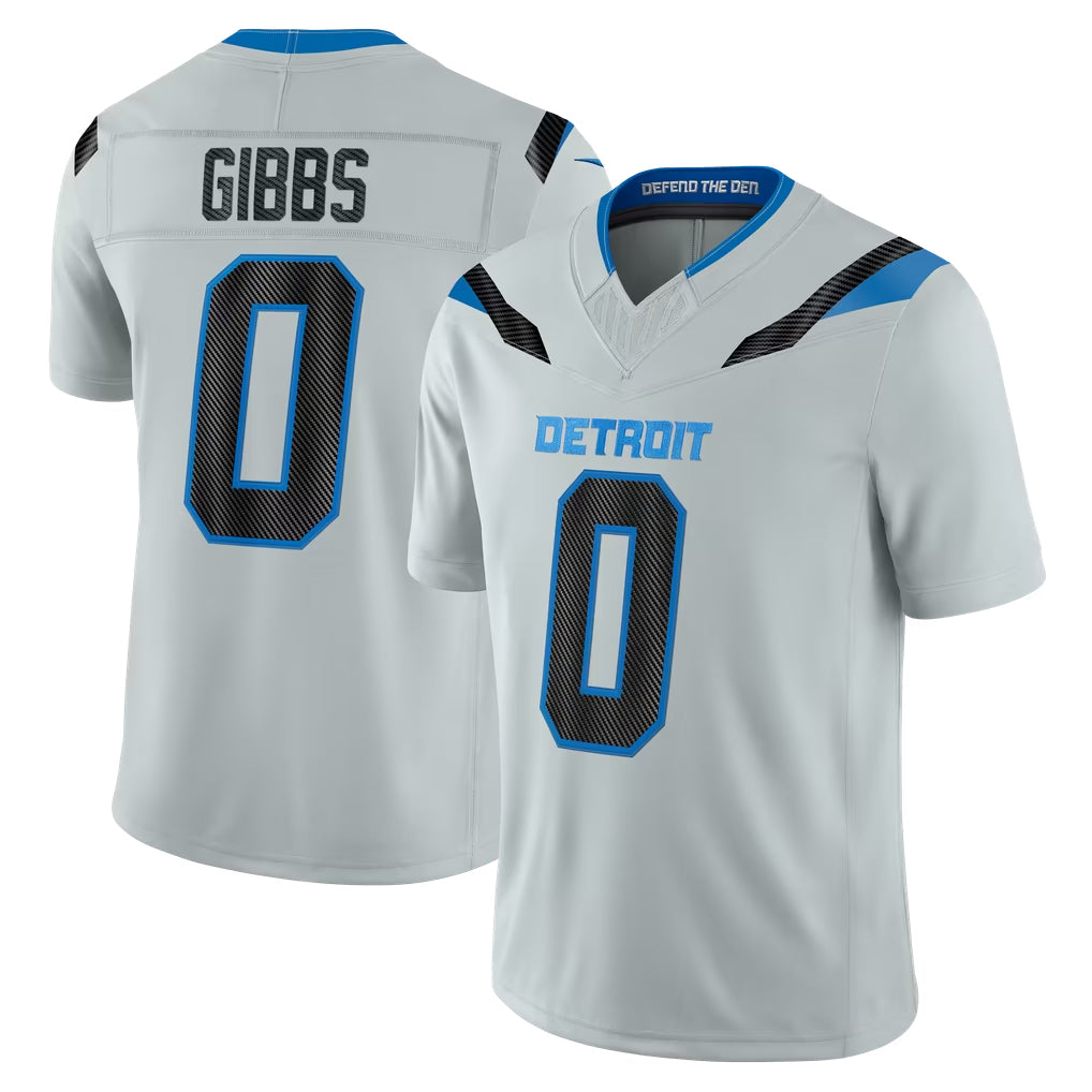 D.Lions #0 Jahmyr Gibbs Player Silver Limited 2026 Rivalries Collection Home Game Jdoa Stitched Jerseys