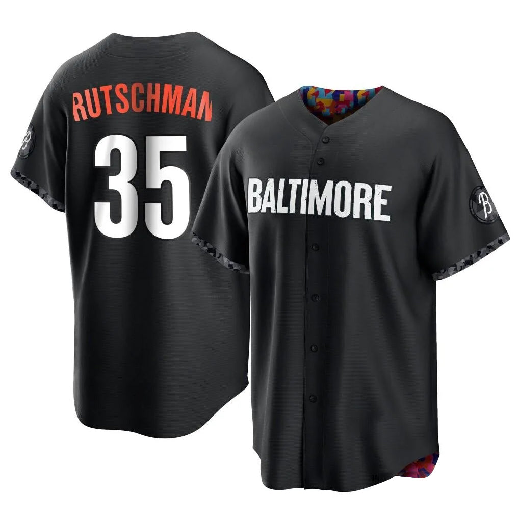 B.Orioles #35 Adley Rutschman Player Black City Connect Home Game Jdoa Stitched Jerseys