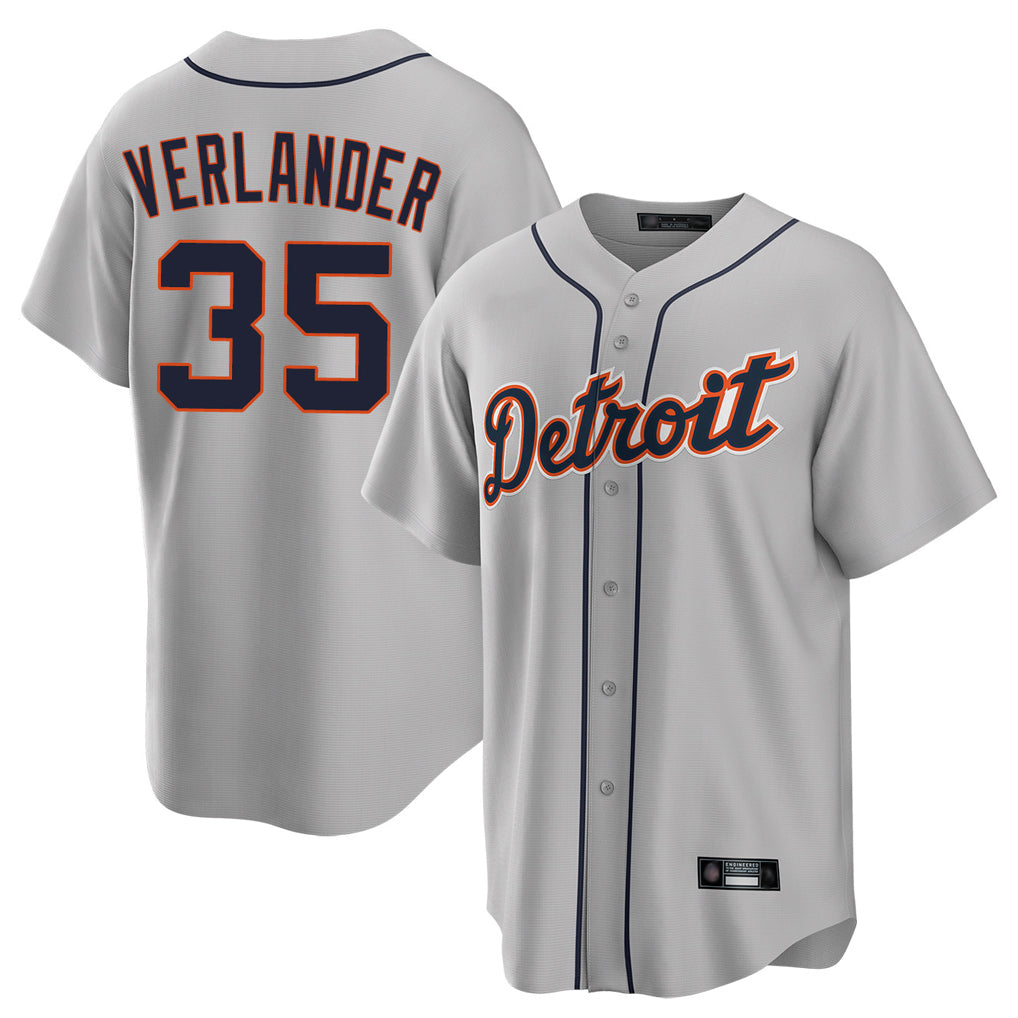 D.Tigers #35 Justin Verlander Player Gray Home Game Jdoa Stitched Jerseys