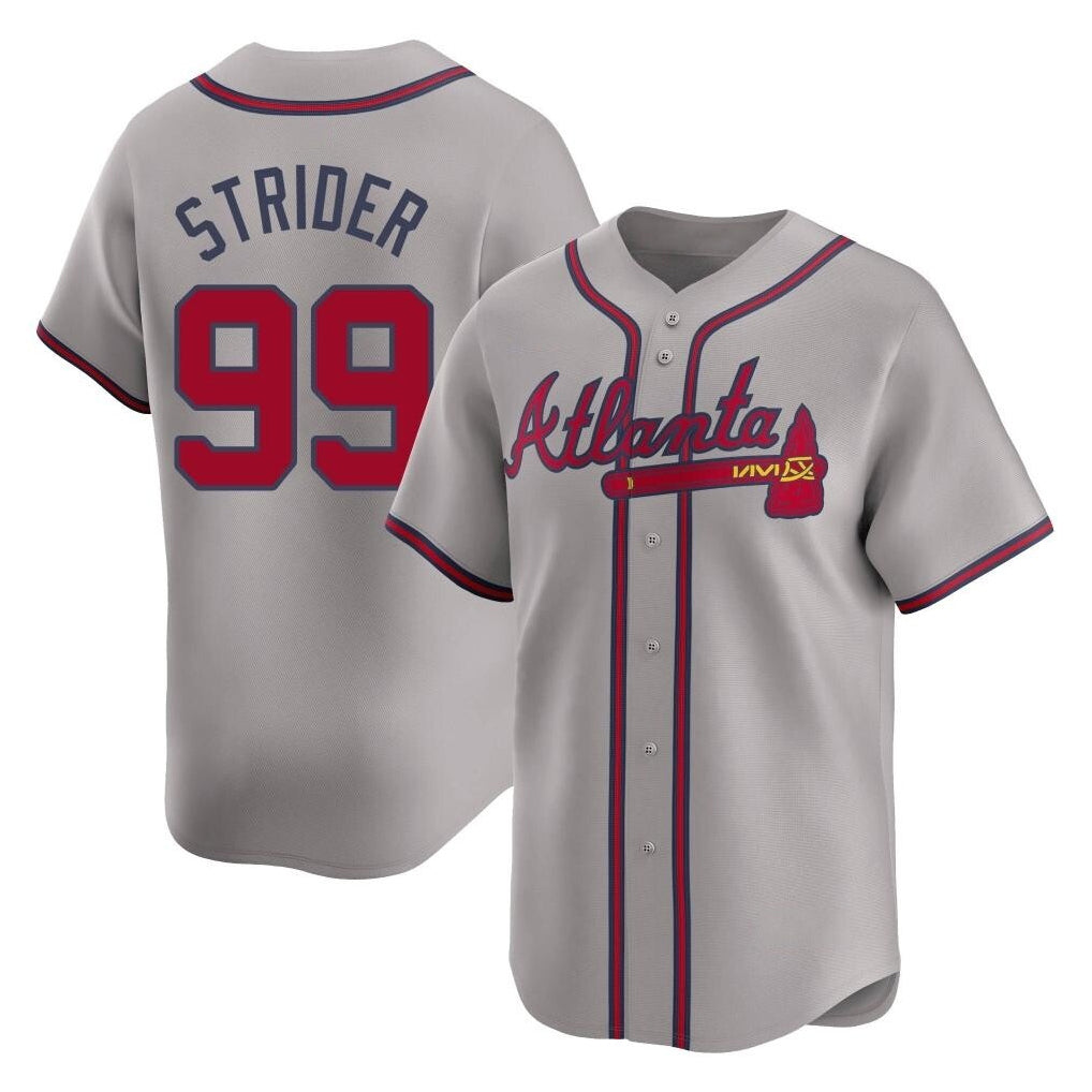 A.Braves #99 Spencer Strider Player Gray Limited Home Game Jdoa Stitched Jerseys