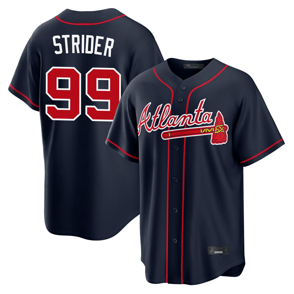 A.Braves #99 Spencer Strider Player Navy Home Game Jdoa Stitched Jerseys