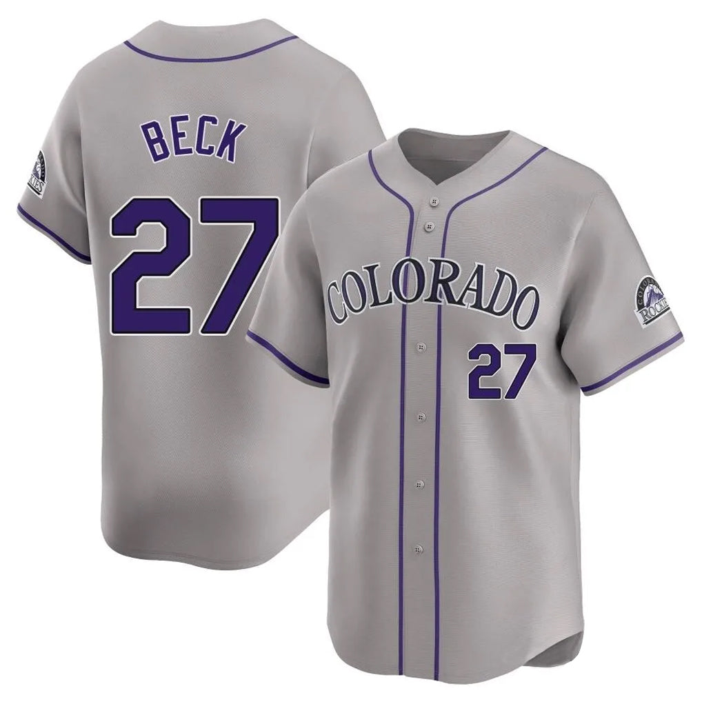 C.Rockies #27 Jordan Beck Player Gray Limited Home Jdoa Stitched Jerseys