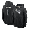NE.Patriots #1 A.J. Brown Player 2026 Black Logo Pullover Hoodies Limited Game Jdoa Stitched Jerseys