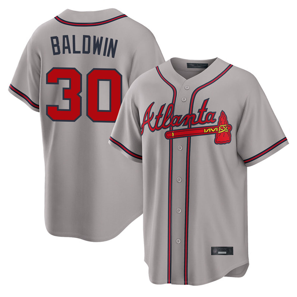 A.Braves #30 Drake Baldwin Player Gray Home Game Jdoa Stitched Jerseys