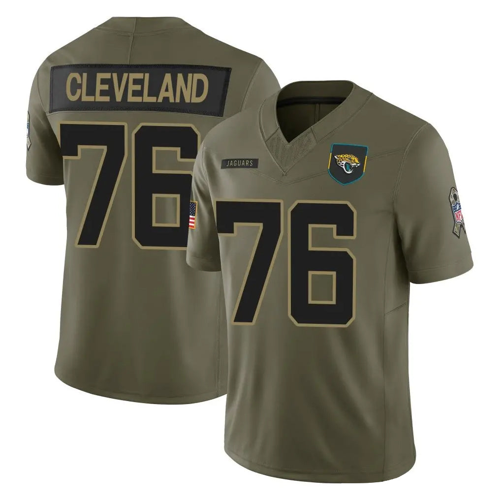 J.Jaguars #76 Ezra Cleveland Player Olive 2025 Salute To Service Limited Game Jdoa Stitched Jerseys