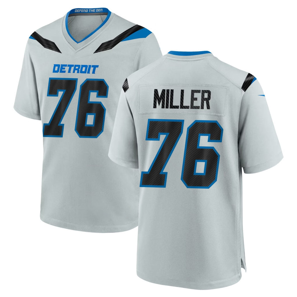 D.Lions #76 Blake Miller Player Silver 2026 Rivalries Collection Home Game Jdoa Stitched Jerseys