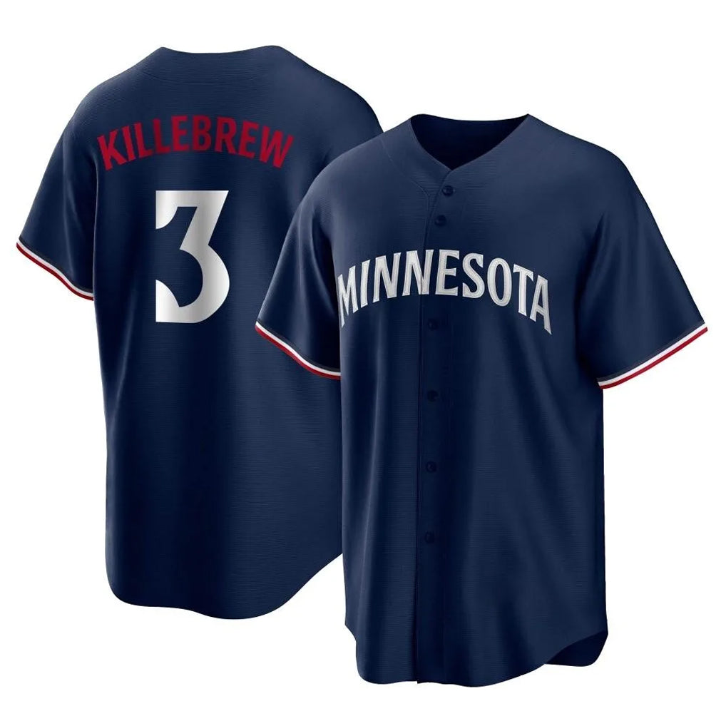 M.Twins #3 Harmon Killebrew Player Navy Replica Alternate Home Jdoa Stitched Jerseys