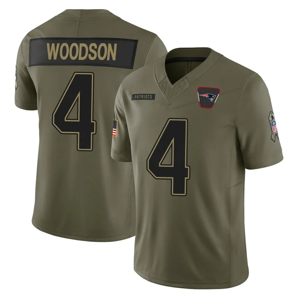 NE.Patriots #4 Craig Woodson Player Olive 2025 Salute To Service Limited Jdoa Stitched Jerseys